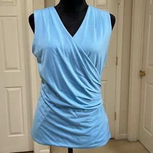 Ralph Lauren Light Blue Sleeveless Wrap Blouse